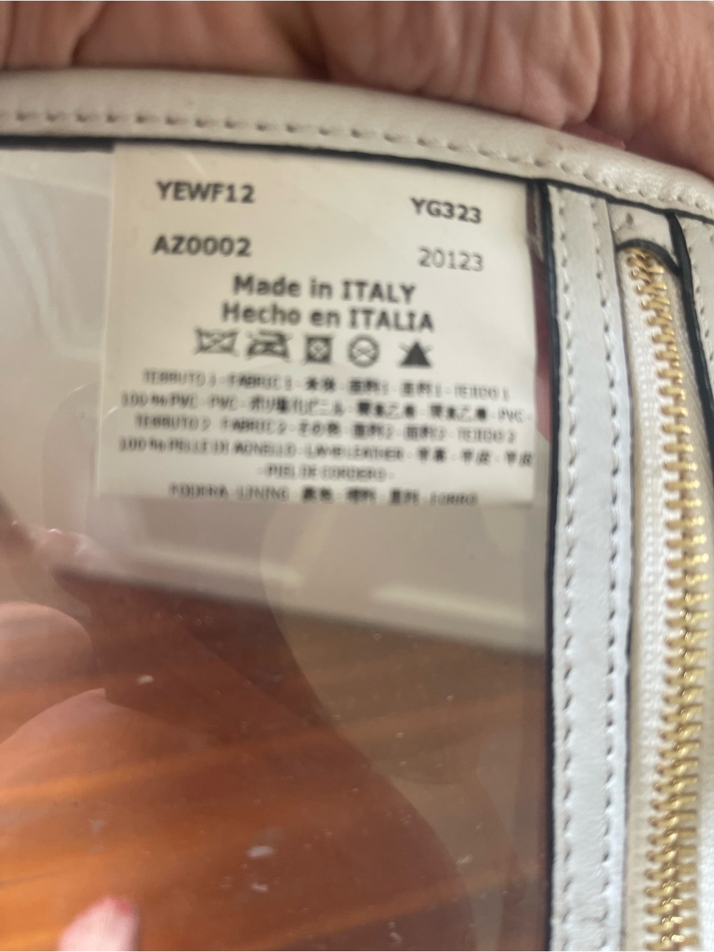 Emporio Armani Clear PVC Tote with White Trim and Gold Hardware - Picture 5 of 8